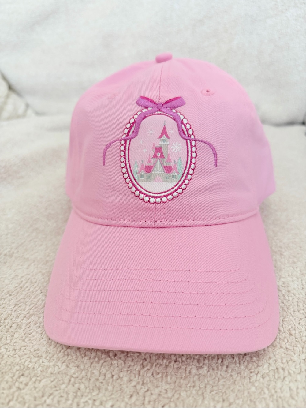 Disney Pink Castle Embroidered Cap with Bow Detail